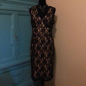 Black lace fully lined dress